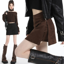 秋冬新款辣妹高腰侧开叉包臀裙裤小个子显瘦短裙半身裙女