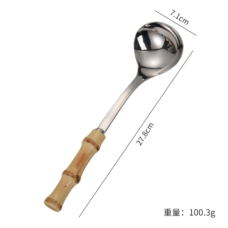 304 두꺼운 대나무 손잡이 수프 껍질