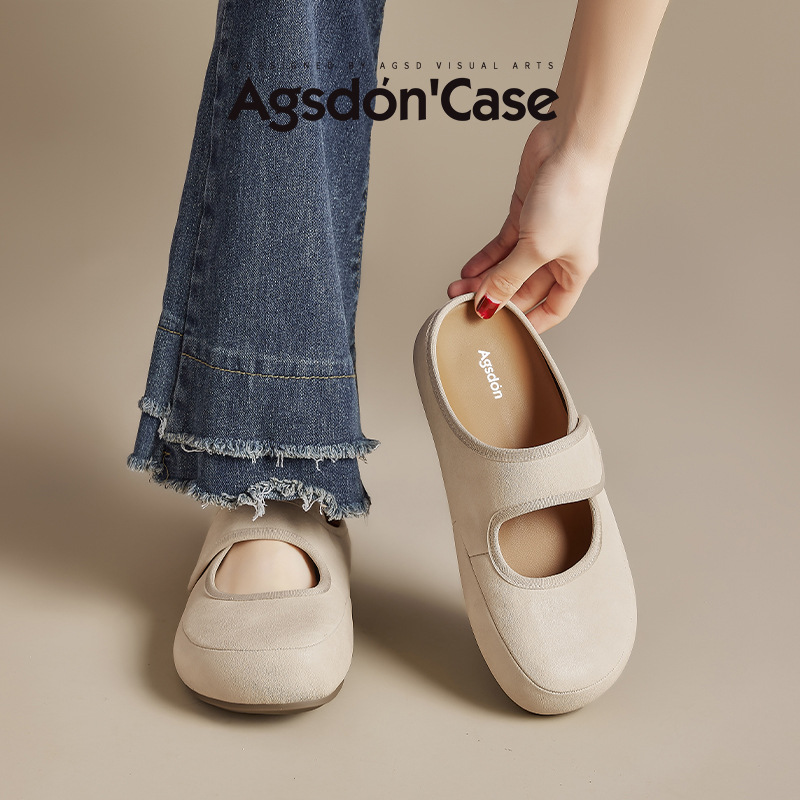 August Lion Denburken Half Pantuflas Mujer 2025 Nuevo estilo de verano Ropa exterior Suela gruesa Zapatos Mary Jane para mujeres embarazadas