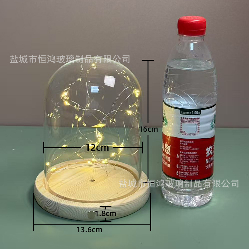 海胆永生花干花侧面触摸开关玻璃罩子底座带灯展示盒手办创意|undefined