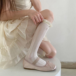 Summer Japanese Thin Lace Socks Ballet Style Mid-Calf Socks Lolita Calf Socks with Mary Jane Shoes and Socks