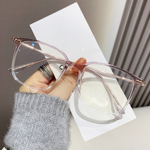 Korean version of the new square frame ultra-light retro rice nail anti-blue light glasses for female Internet celebrities with the same style plain glasses for men