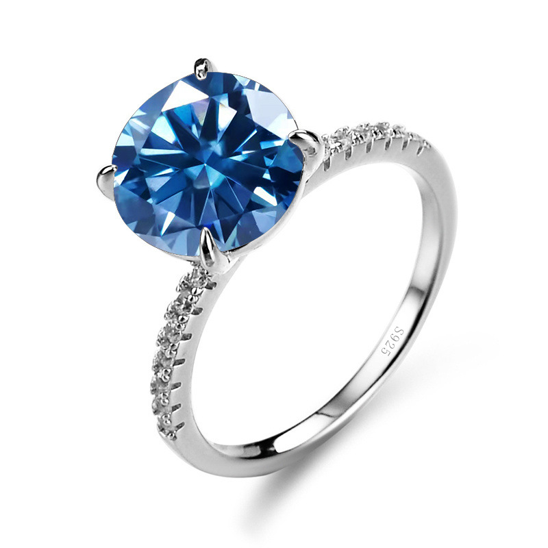 TK caliente amarillo gris anillo de moissanita incrustado en plata anillo de moissanita de corte transfronterizo caliente