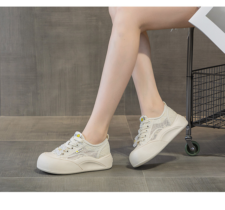 Giày sneaker nữ chunky đế dày mũi tròn phong cách Pháp — M2569 màu be, M2569 màu đen chi tiết 11