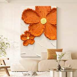 手绘油画背靠日照金山客厅肌理挂画现代简约走廊玄关背景墙装饰画