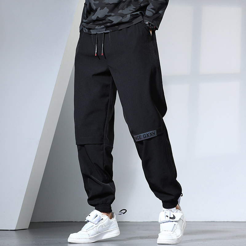 Plus size casual pants men's autumn plus size sports loose fashionable fat guy reflective trousers