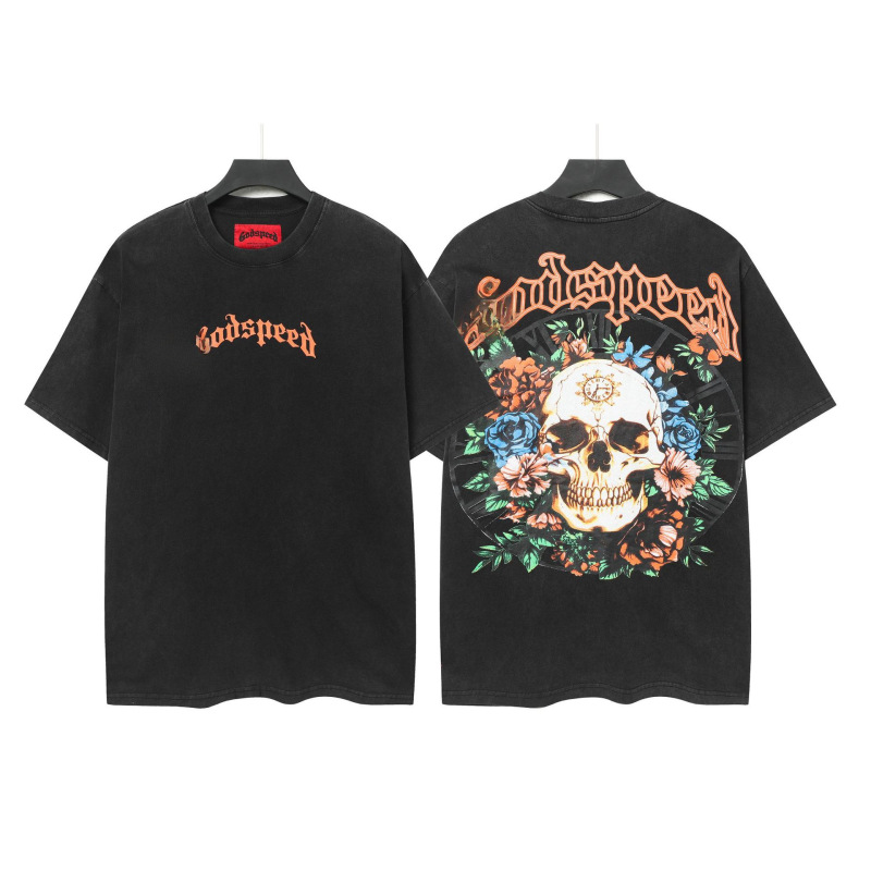 25ss アメリカのトレンディなブランド GOD ロックバンド ヒップホップ レタープリント 半袖 高品質 コットン Tシャツ カップル同スタイル|undefined