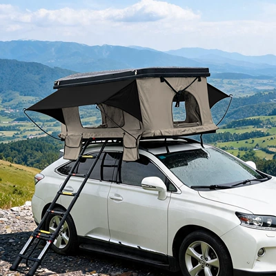 Hard-Shell Tent for Jeep | Avtomobil dam çadırları - two-windows-khaki-fabric-body-black-blackout-curtain-3