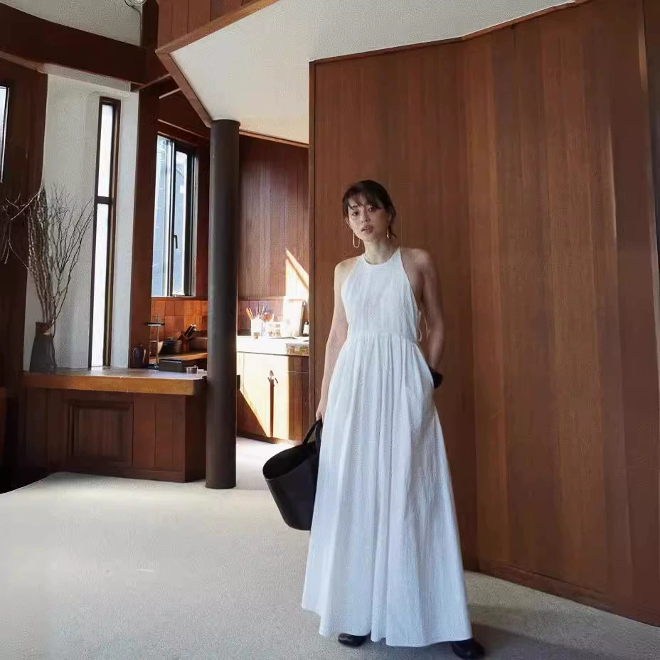 Новое японское ленивое освежающее платье Gao Dingchun с открытой спиной Элегантное Длинное Платье с талией