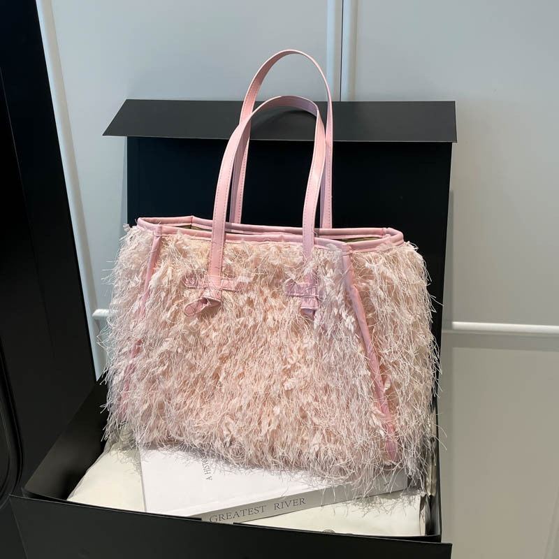 Bolsas de tote bolsas de peluche bolsas de hombro de mujer bolsas de peluche portátiles bolsas de lana de moda popular bolsas de tote de gran capacidad