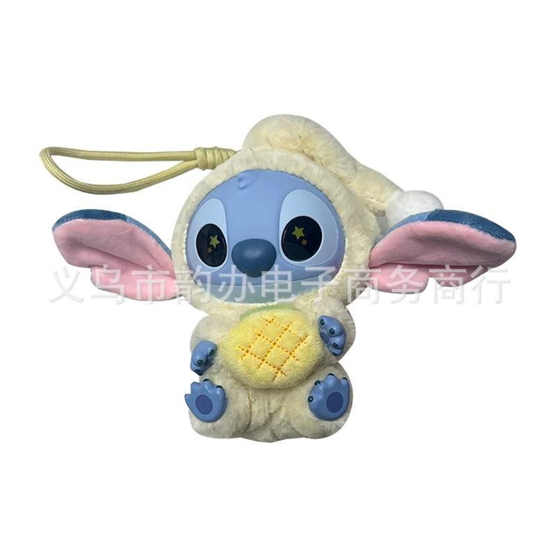 Плюшевая фигурка в слепой коробке (стиль Stich) — упругое смоляное лицо, брелок, мягкий мех, 1 шт.