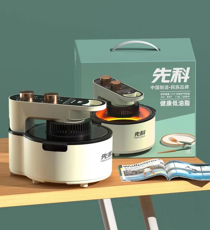 Xianke多機能エアフライヤー 家庭用フリップトップ式ビジュアル電気オーブン 6.5L大容量 フライドポテト電気フライヤー|undefined