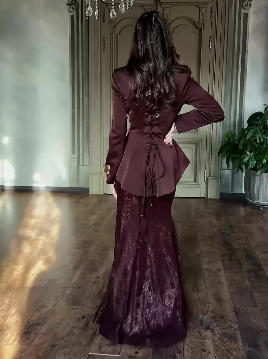 Elegant Women's Slim Fit Fashion Fishtail Skirt Set European And American Cross Border Autumn Collection Paired with Top_ecoleips.com