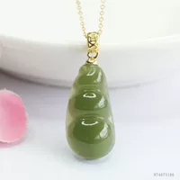 Yiyu S925 Серебряная инкрустированная натуральная Хетиан Юцин Водоем Кулон из зеленой фасоли Ожерелье оптом HT4073106