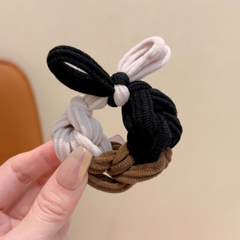 Coreano simple color de niños anillo de cabello de dopamina de alta elasticidad para niñas trenzando cuerdas de cabello gruesas para atar la banda de la cabeza
