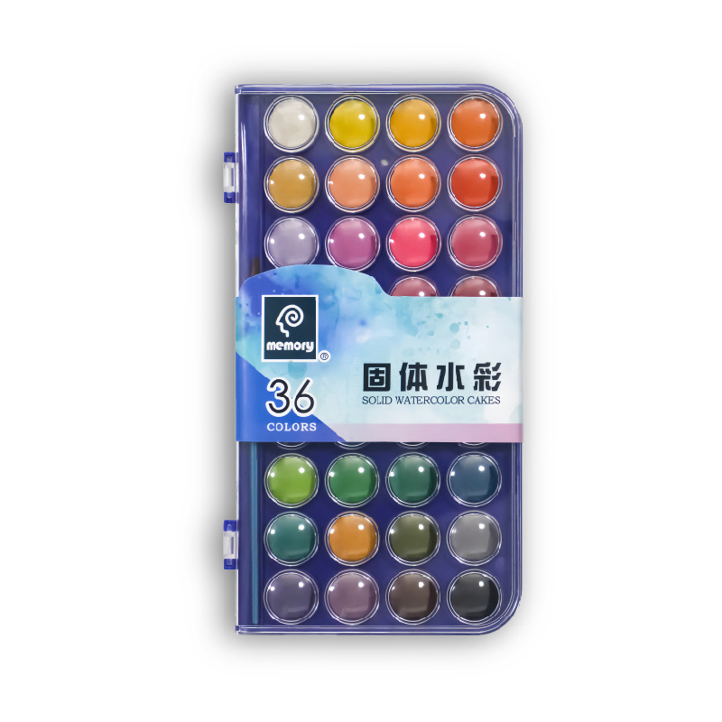 Recuerdo de acuarela sólida 24 36 colores juegos de pintura infantil polvo sólido transparente fábrica al por mayor