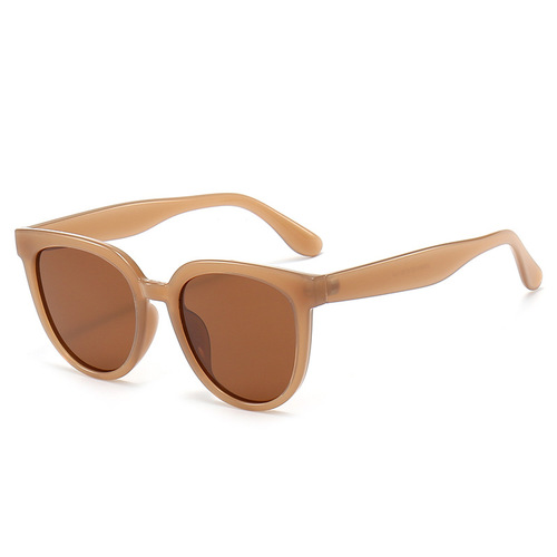 Brown Bean Tea Color Sunglasses for Women and Men, Large Face, Makes Face Look Smaller, UV Protection