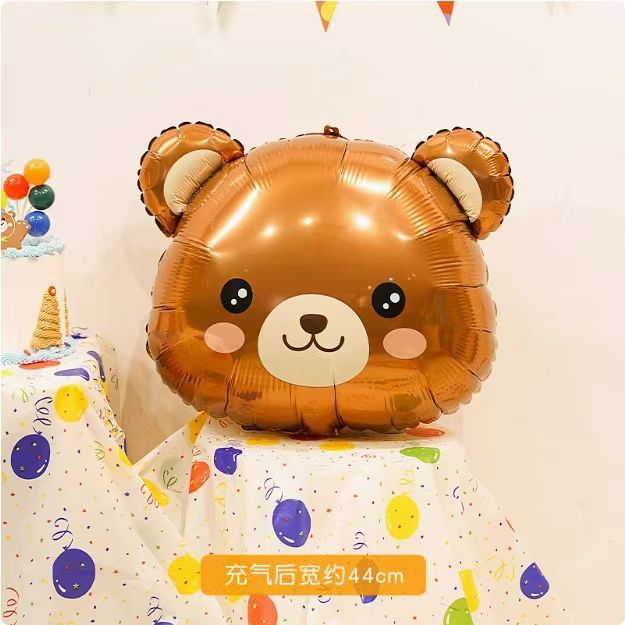 韩国ins可爱立体小熊铝膜卡通气球儿童生日百日宴派对拍照道具|undefined