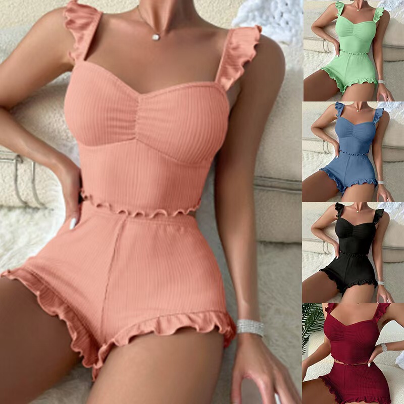 New Pajamas Cross-Border Amazon Sexy Suspender Nightgown for Women Suspender Shorts European and American Style Women's Nightgown