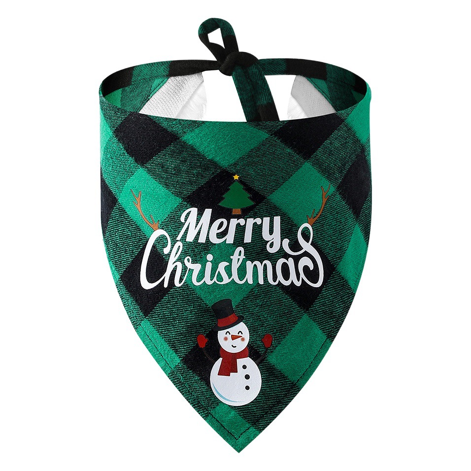 Fábrica transfronteriza nueva Navidad algodón Plaid británico mascota triángulo bufanda perro bufanda Navidad mascota