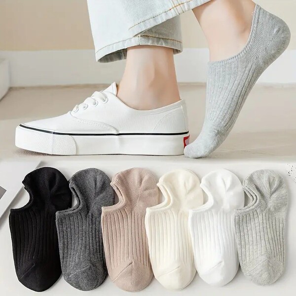 thin non-slip solid color socks