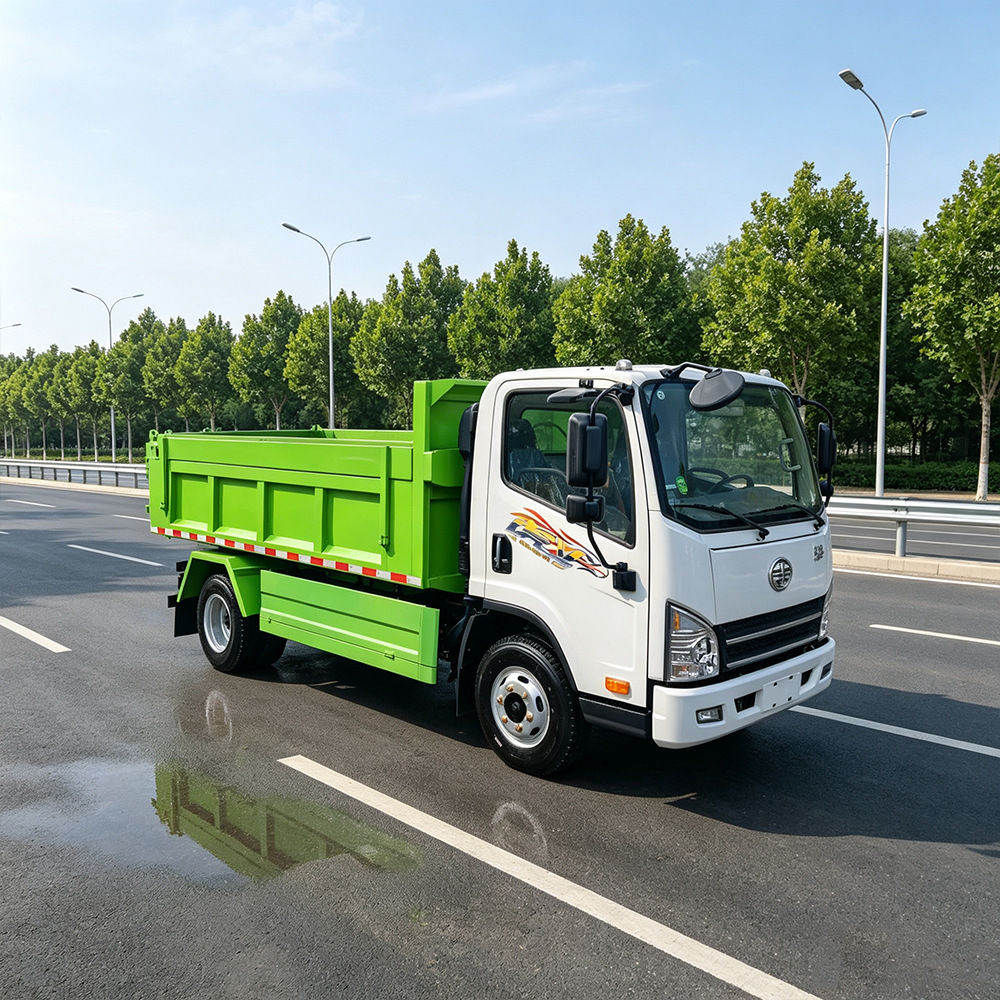Cross-border 5-ton self-loading garbage truck, 8-cubic-meter sanitation and waste removal vehicle, hydraulic lifting, fully sealed box, engineering dump truck