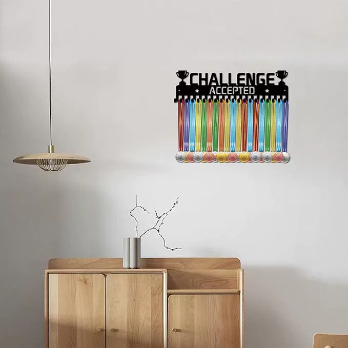 Держатель для медалей Challenge Acceptance, подставка-дисплей для медалей, чёрная металлическая железная настенная вешалка