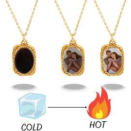 跨境欧美钛钢几何椭圆个性风的热激活魔法项链与定制图片热卖爆款