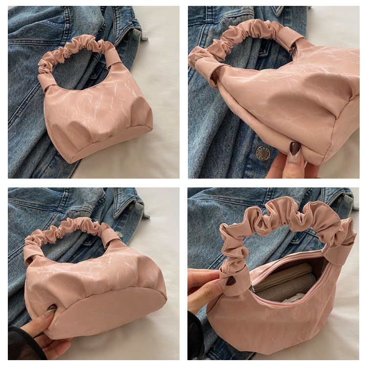2024 Autumn/Winter ins solid-color stylish handbag with underarm pleats, a gentle Korean-style single-shoulder bag for women undefined