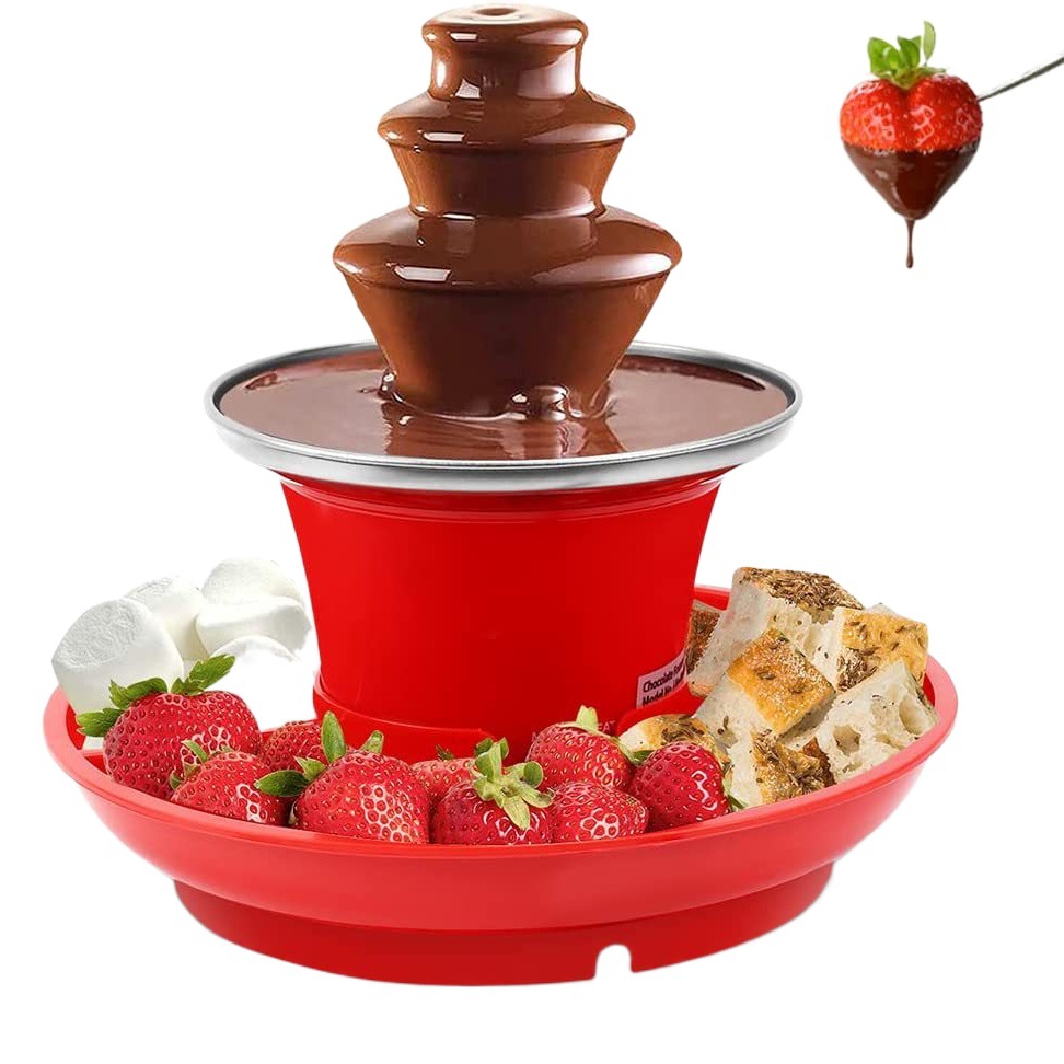 Mini máquina fuente de chocolate torre de fusión cascada máquina de pulpa de fusión exportación explosión hogar con chasis