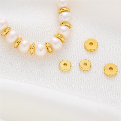 14K gold-filled beads scattered pearl glossy flat spacers handmade diy bracelets and anklets jewelry accessories accessories materials