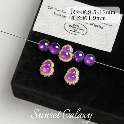 Spacer Crystal Handmade DIY Material – Zərgərlik ara hissələri - 18k-gold-purple-gourd-1-piece