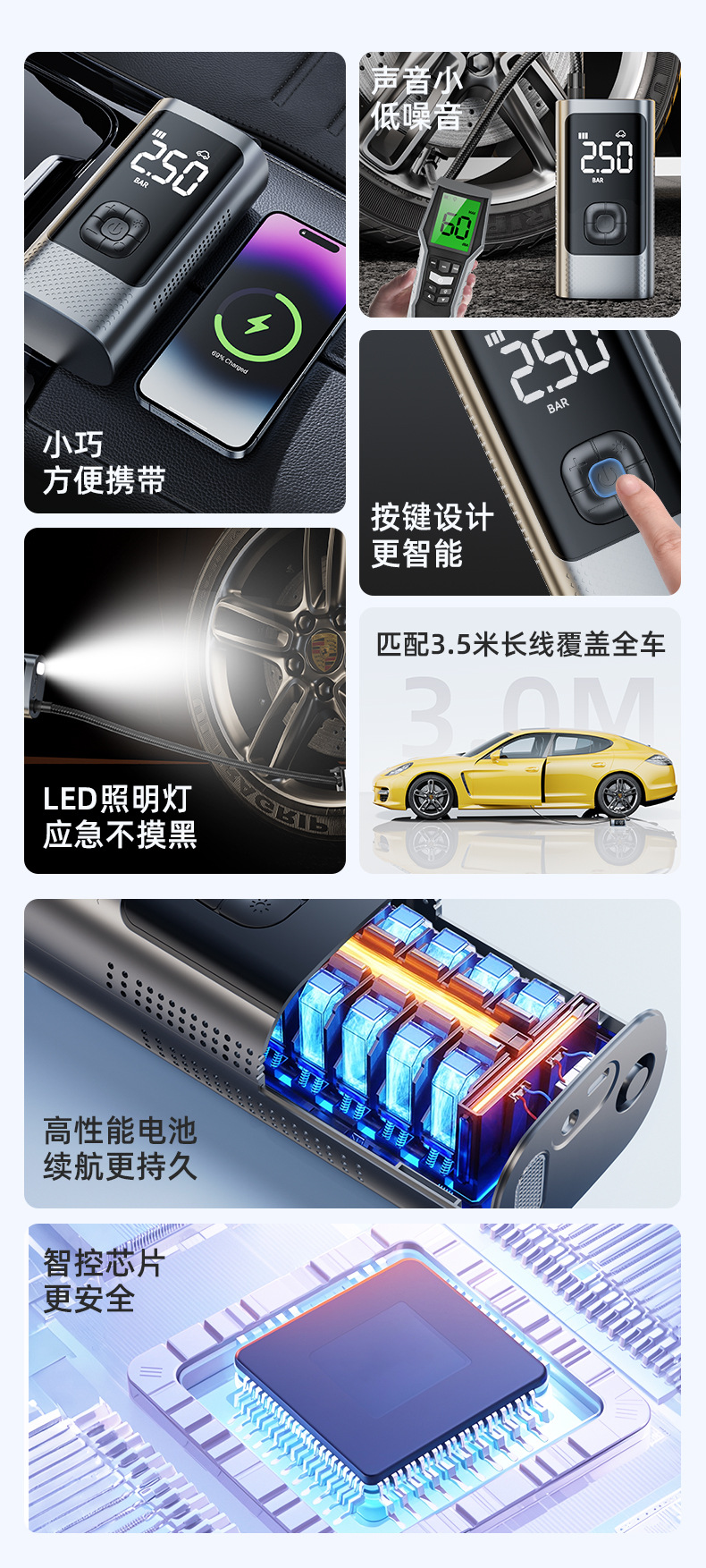 Car Wireless Inflator Portable Electric Air Pump for Car Tires