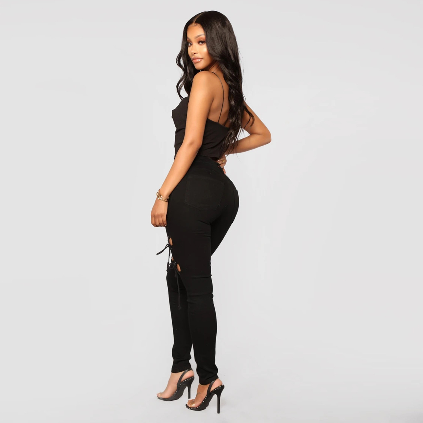 women's ripped high waist slim-fit jeans nihaostyles wholesale clothing NSWL78445