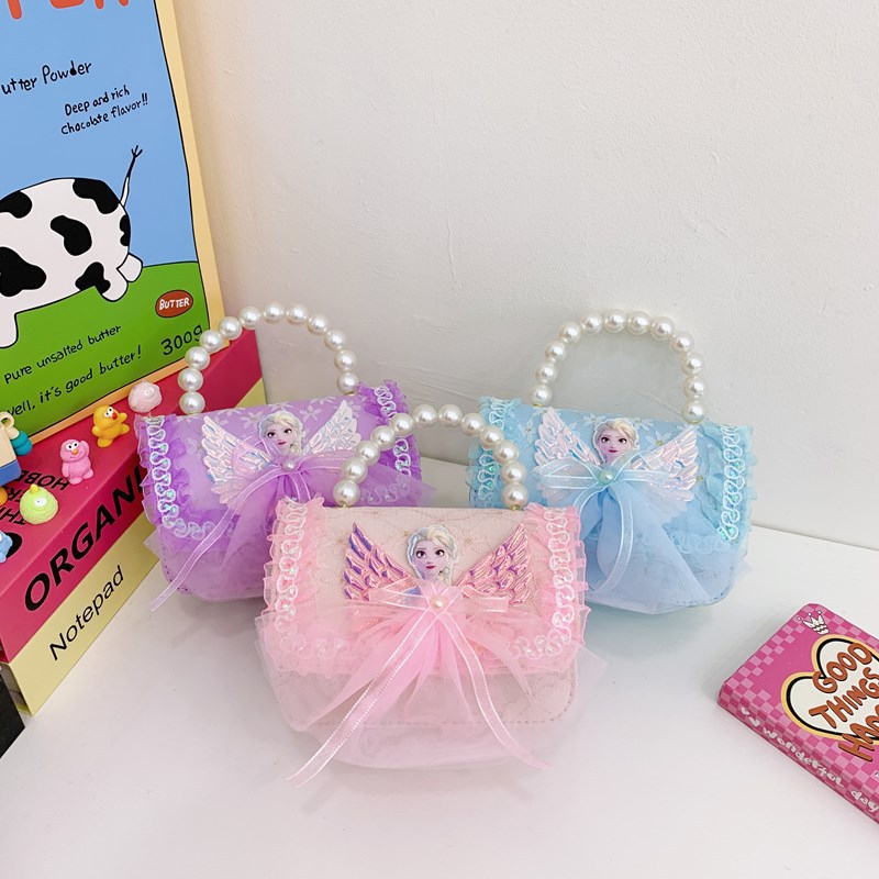 Bolsos infantiles, bolsos de moda princesa de perlas, bolsos de cambio de chicas lindas, bolsos de hombro de encaje