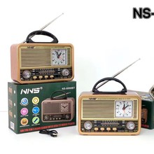 新品NS8898BT蓝牙音箱手提便携式插卡无线音响木质复古家用收音机