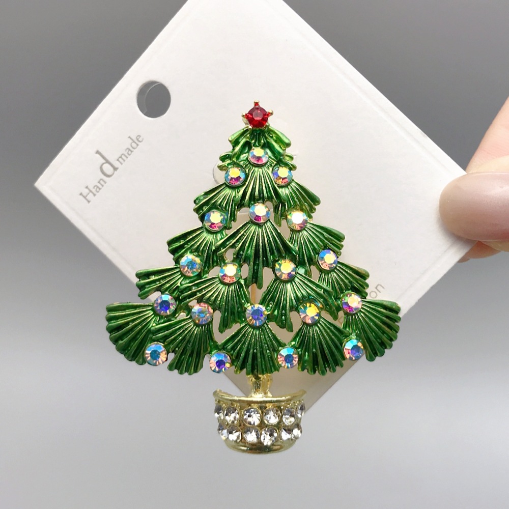 Cross-Border Christmas Tree Brooch New Year Enamel Christmas Corsage Brooch Accessories