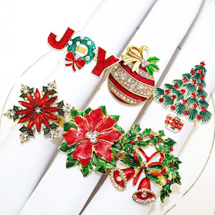 Explosions hotel Christmas snowflake napkin ring wreath tree napkin ring Christmas safflower napkin buckle manufacturers wholesale