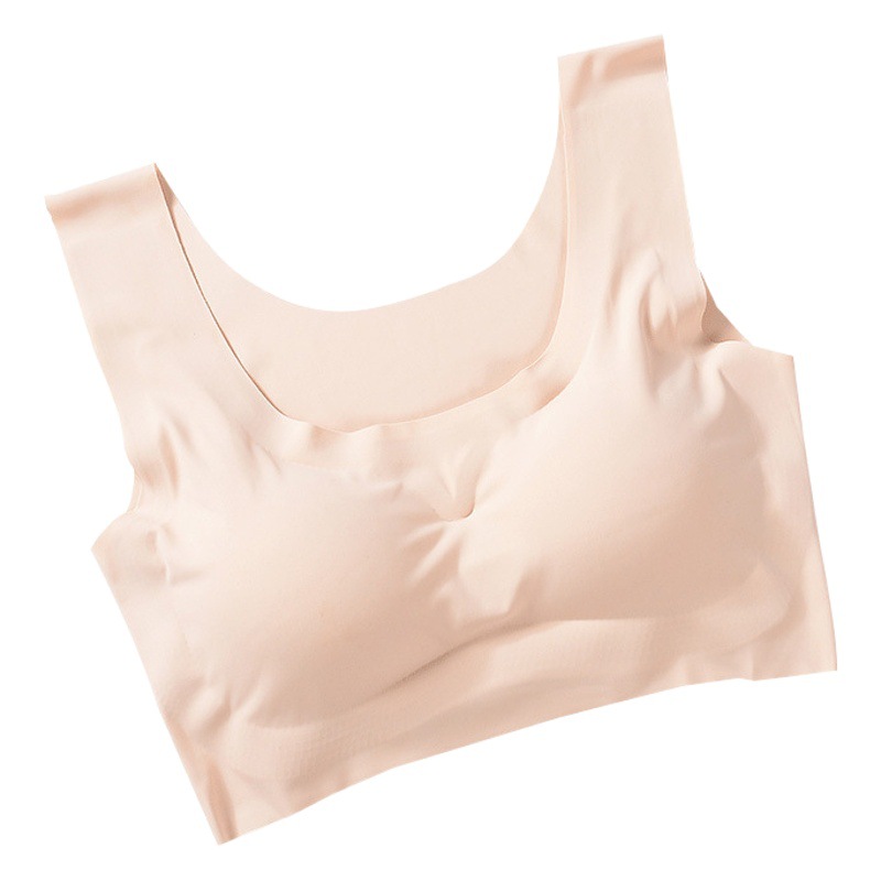 Sujetador sin costuras de seda de hielo de una pieza de Venta caliente de las mujeres push up inalámbrico a prueba de golpes yoga ropa interior deportiva sujetador de sueño de las mujeres