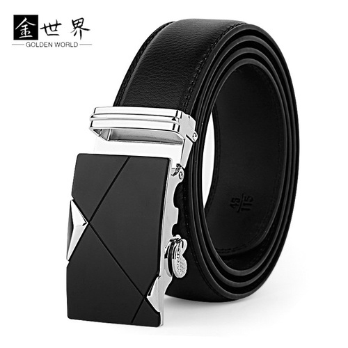 Belt wholesale men's double-sided genuine leather business automatic buckle belt cowhide men's belt with embossed LOGO belt