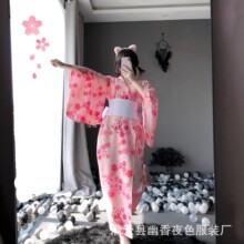 林林婷新款情趣内衣制服诱惑日式游戏少女性感长款印花和服1140