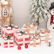 跨境新品圣诞节装饰礼盒礼包三件套圣诞树下布置摆件圣诞节场景装