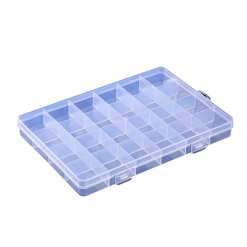 Highly Selected Covered Large Capacity GD03GD26 Fixed 24-Grid Transparent Plastic Jewelry Box Multi-Grid Accessory Box Storage Box