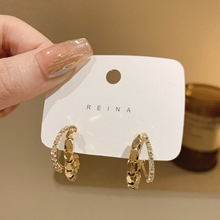 韩版小众设计感双圈钻耳环新款潮耳饰耳圈女高级感气质百搭耳钉