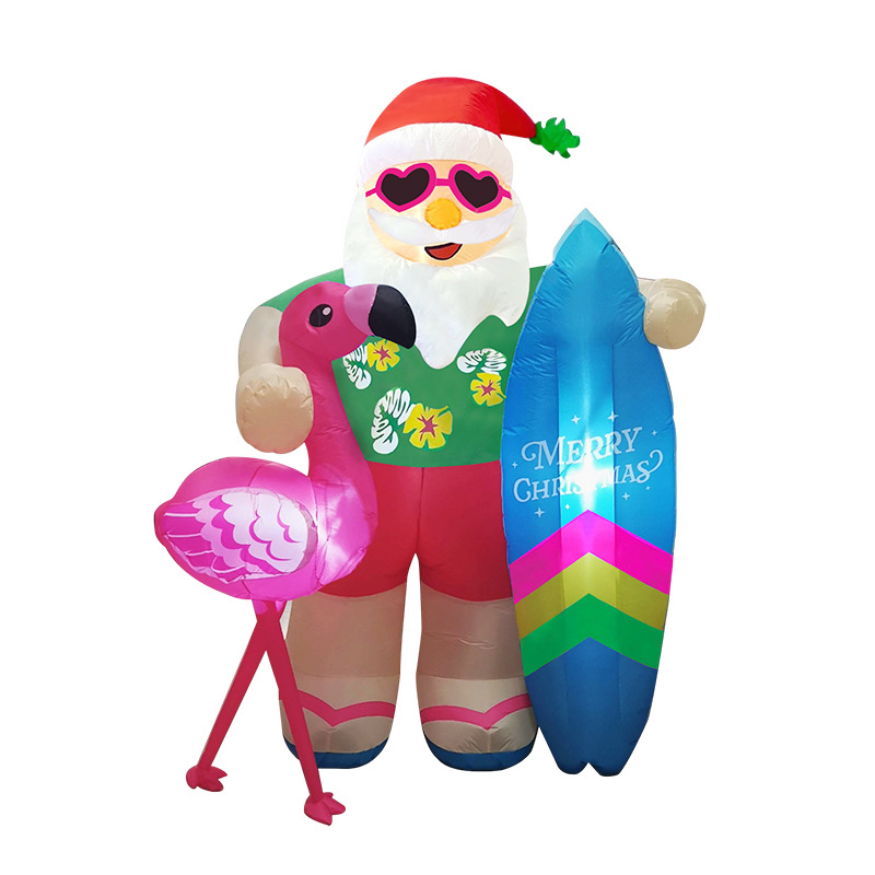 2m 7FT Hawaiano Santa iluminante infláble molde de aire decoración de Navidad patio decoración de centro comercial molde de aire