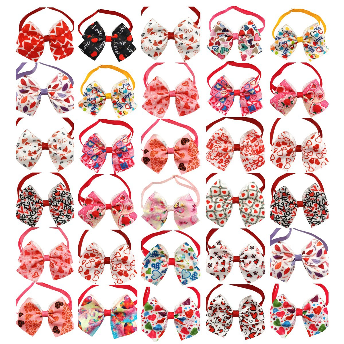 Новый День Святого Валентина в форме сердца серии галстук-бабочка подходит для плюшевого мишки Йоркширский головной убор цветок домашнее животное головной убор цветок волосы