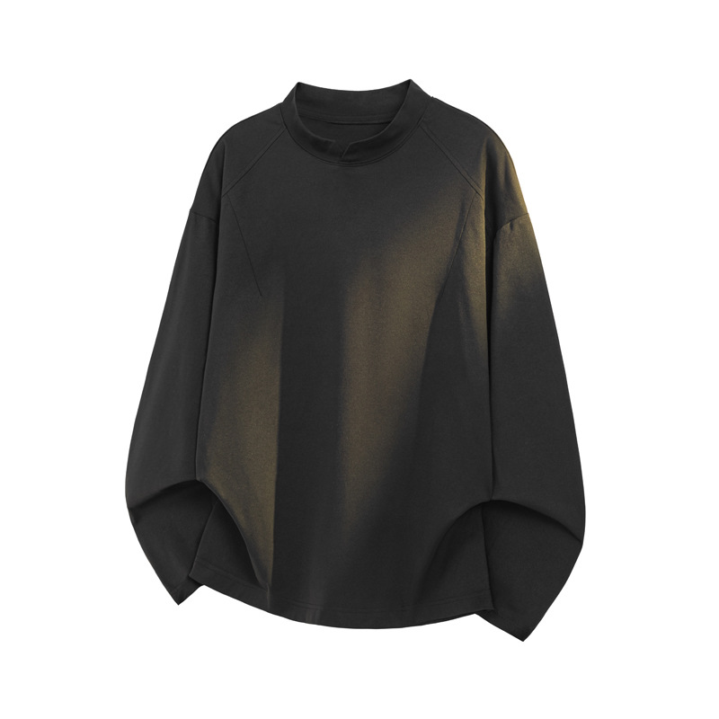 Small V-neck Patchwork Boxy Long-sleeve T-shirt For Men, 2026 Spring Oversize Plus-size Sports Fitness Stylish Hoodie_voghion.com