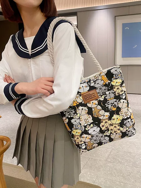 Canvas Shoulder Bag Tote Bag New Trendy Printed Handbag Simple Women's Bag Large Capacity Canvas Bag Wholesale