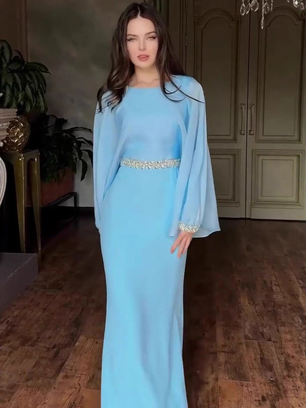 亚马逊欧美跨境2025年秋季新款柔美华丽时尚长袖长裙纯色连衣裙女|undefined
