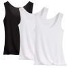 Women's ice silk tank top - black + white + white